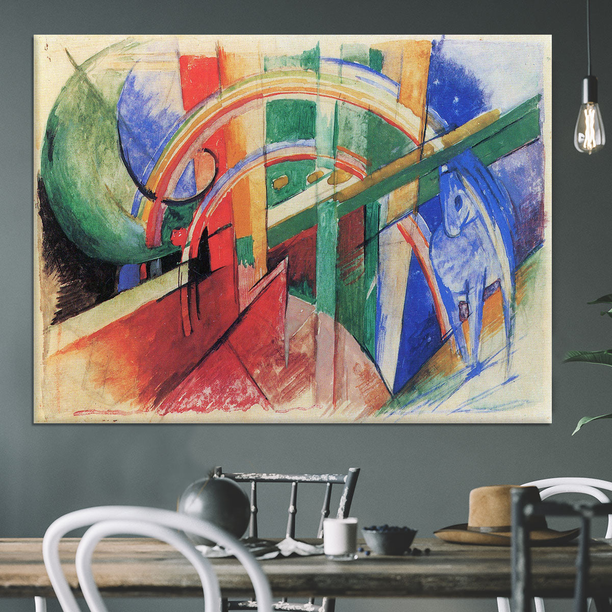Blue horse with rainbow by Franz Marc Canvas Print or Poster - Canvas Art Rocks - 3