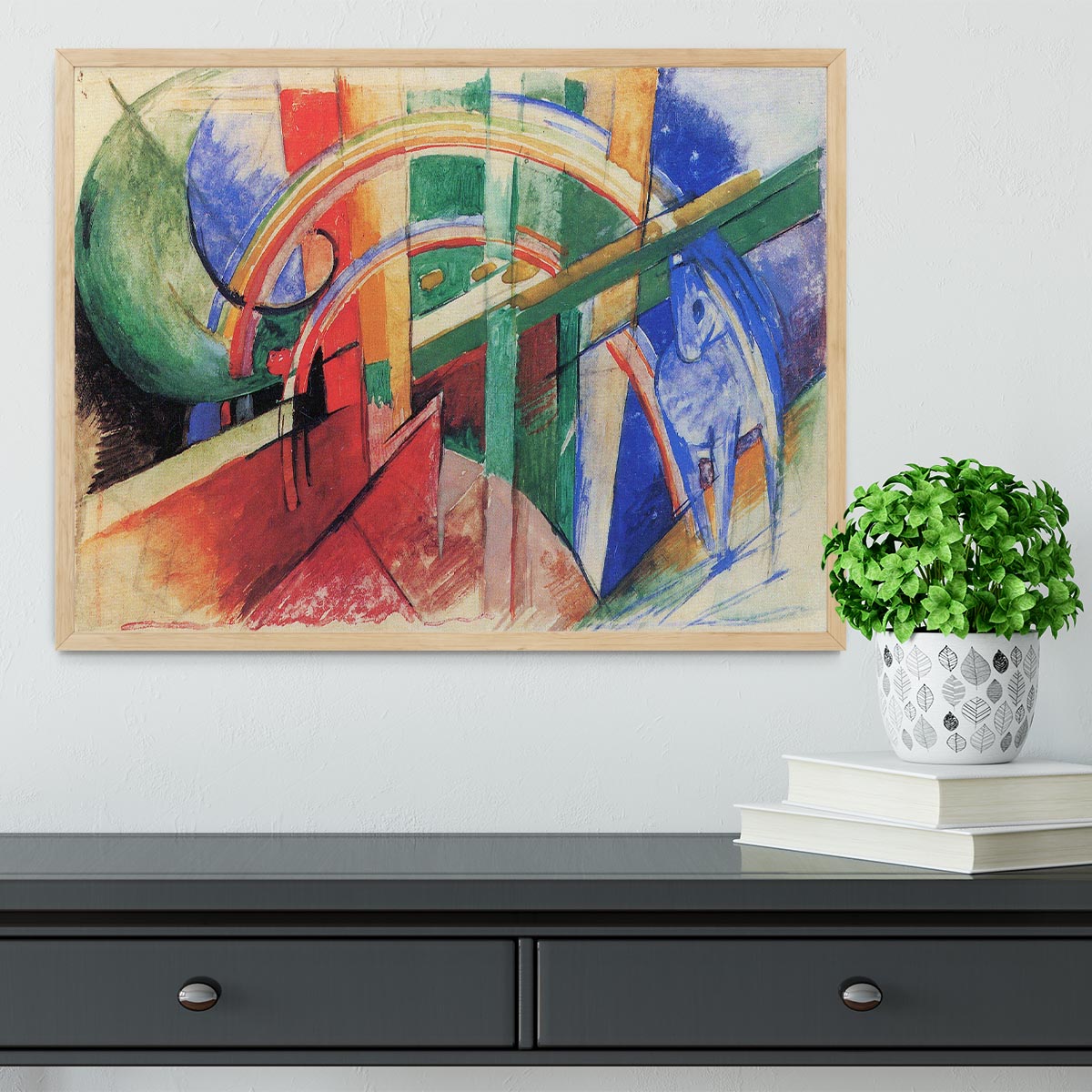 Blue horse with rainbow by Franz Marc Framed Print - Canvas Art Rocks - 4