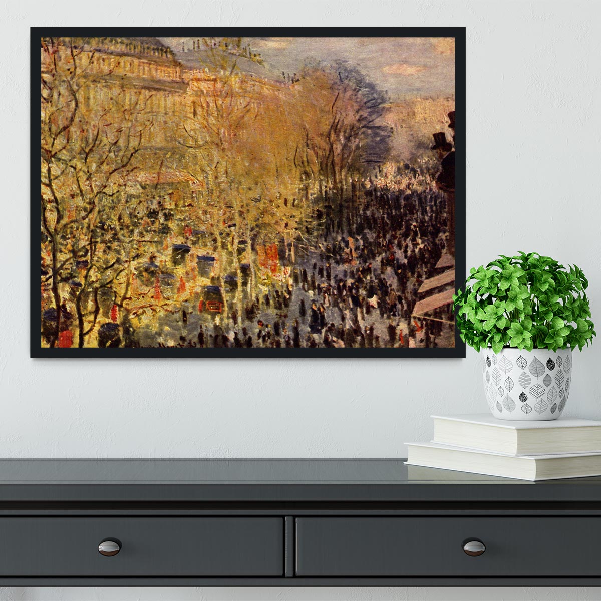 Boulevard of Capucines in Paris by Monet Framed Print - Canvas Art Rocks - 2