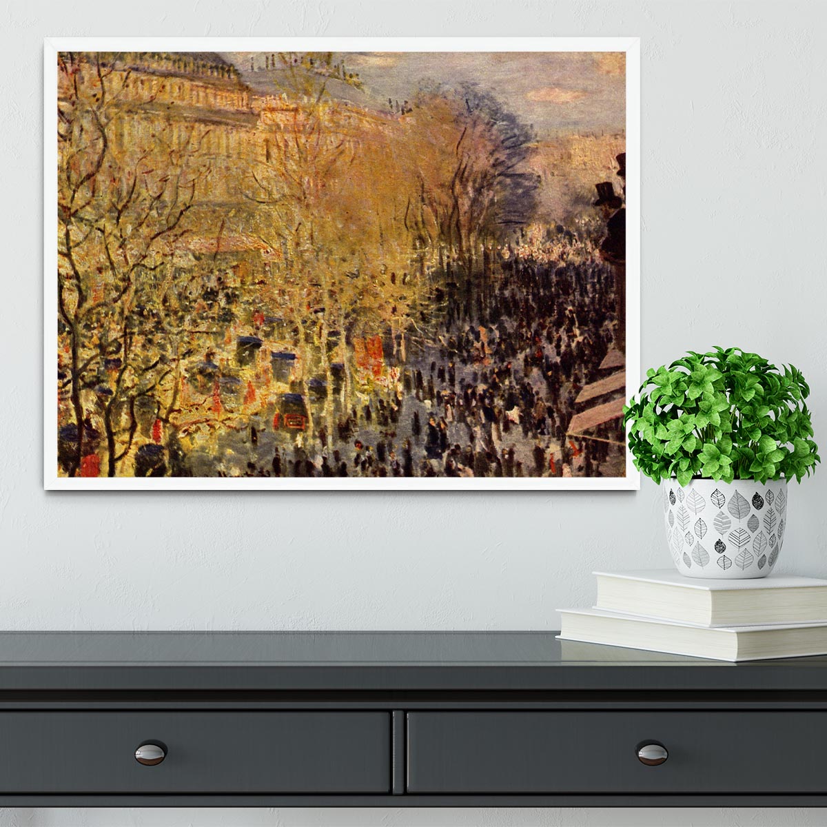 Boulevard of Capucines in Paris by Monet Framed Print - Canvas Art Rocks -6