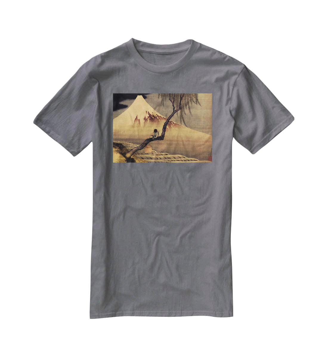 Boy in front of Fujiama by Hokusai T-Shirt - Canvas Art Rocks - 3