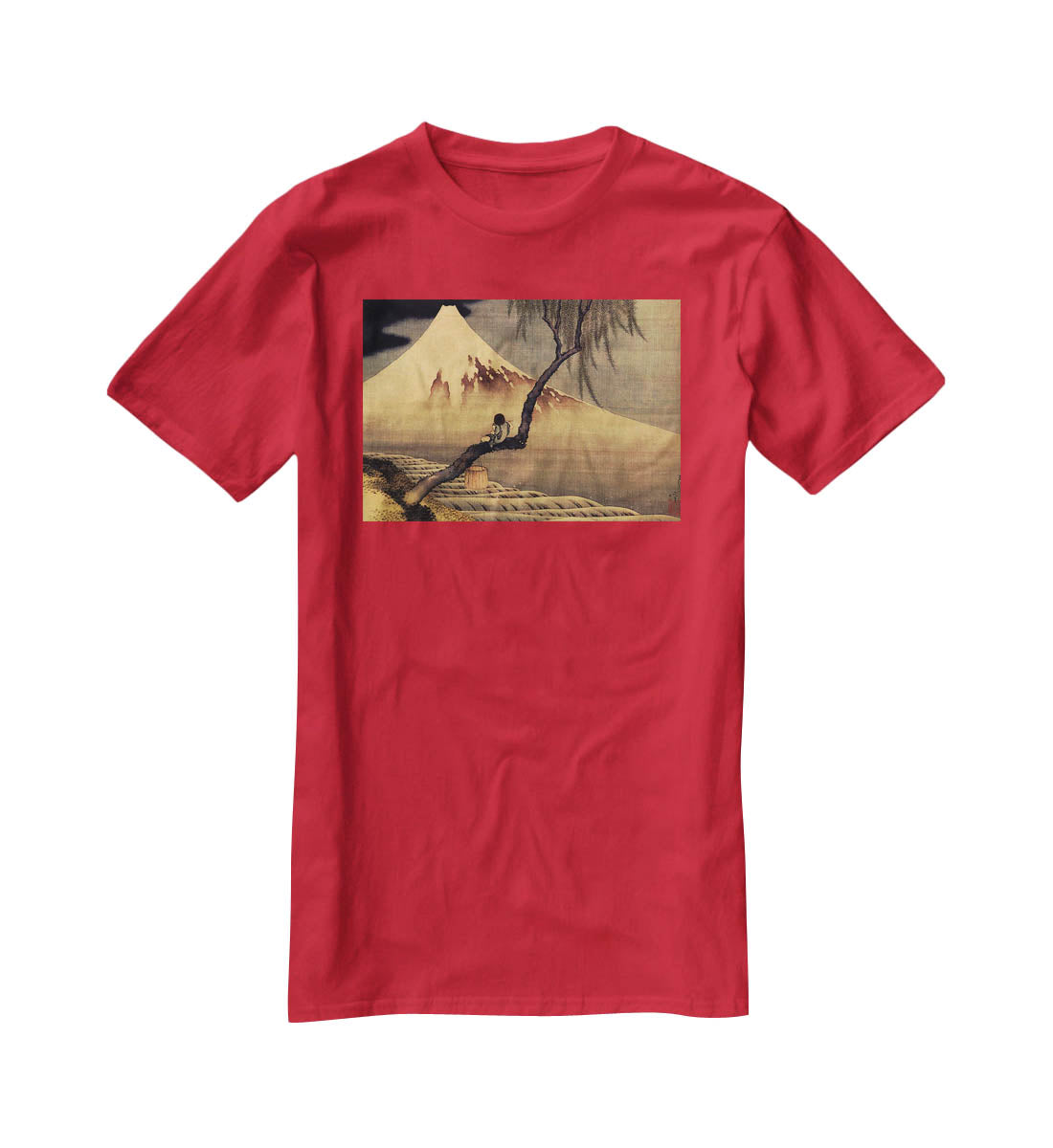 Boy in front of Fujiama by Hokusai T-Shirt - Canvas Art Rocks - 4