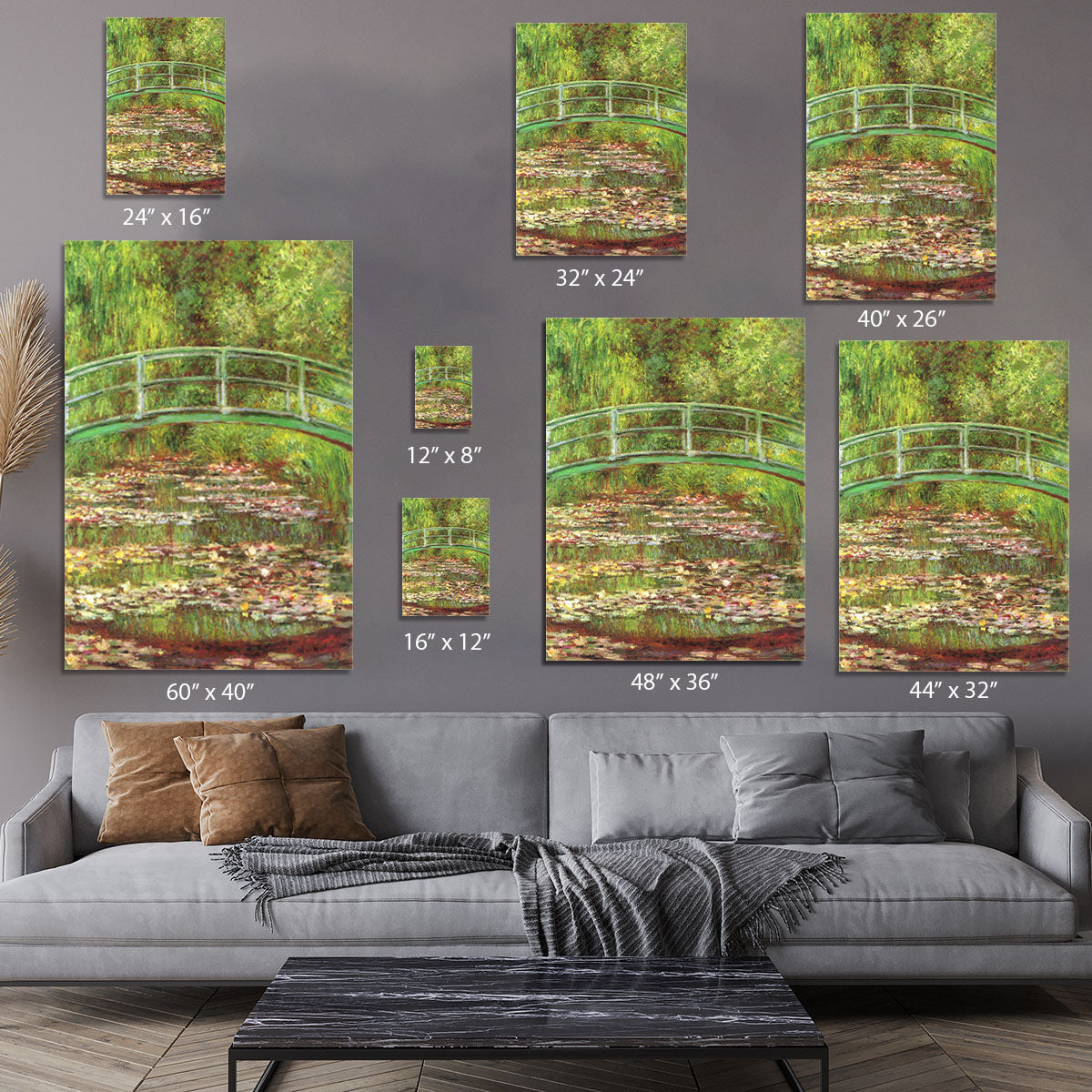 Bridge over the sea rose pond by Monet Canvas Print or Poster - Canvas Art Rocks - 7