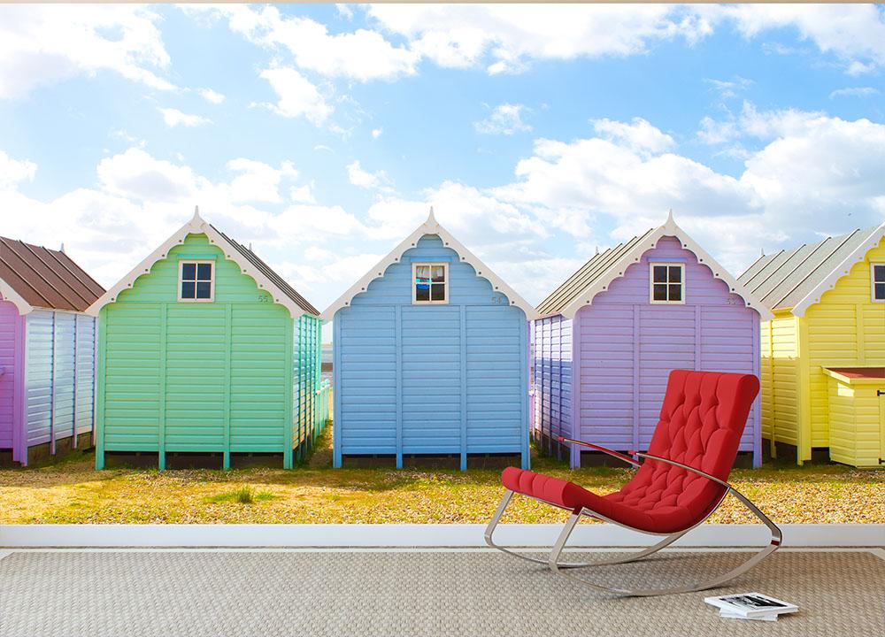 wallpaper with beach huts