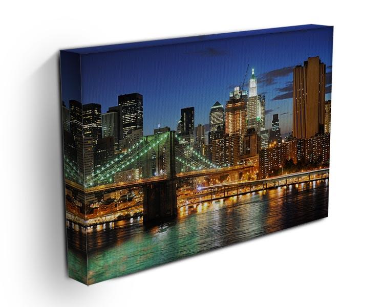 Brooklyn bridge downtown at night Canvas Print or Poster - Canvas Art Rocks - 3