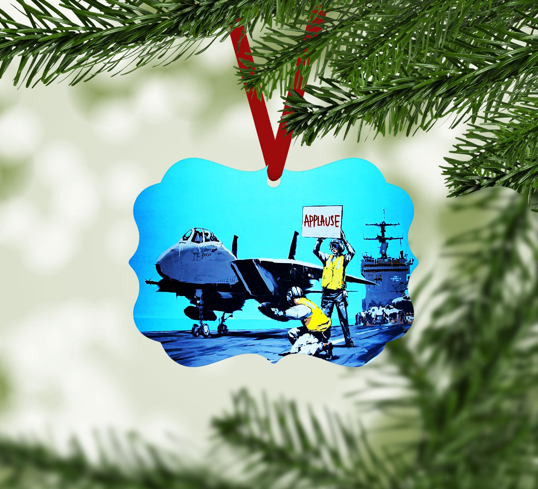 Banksy Aircraft Carrier Applause Christmas Ornament