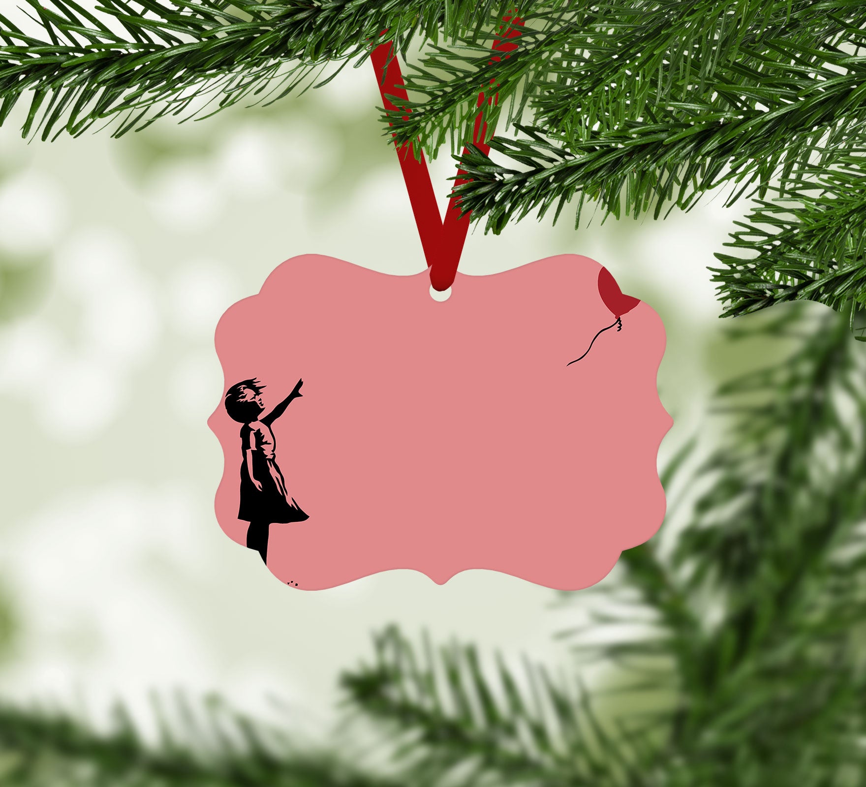 Banksy Balloon Heart Girl Red Christmas Ornament