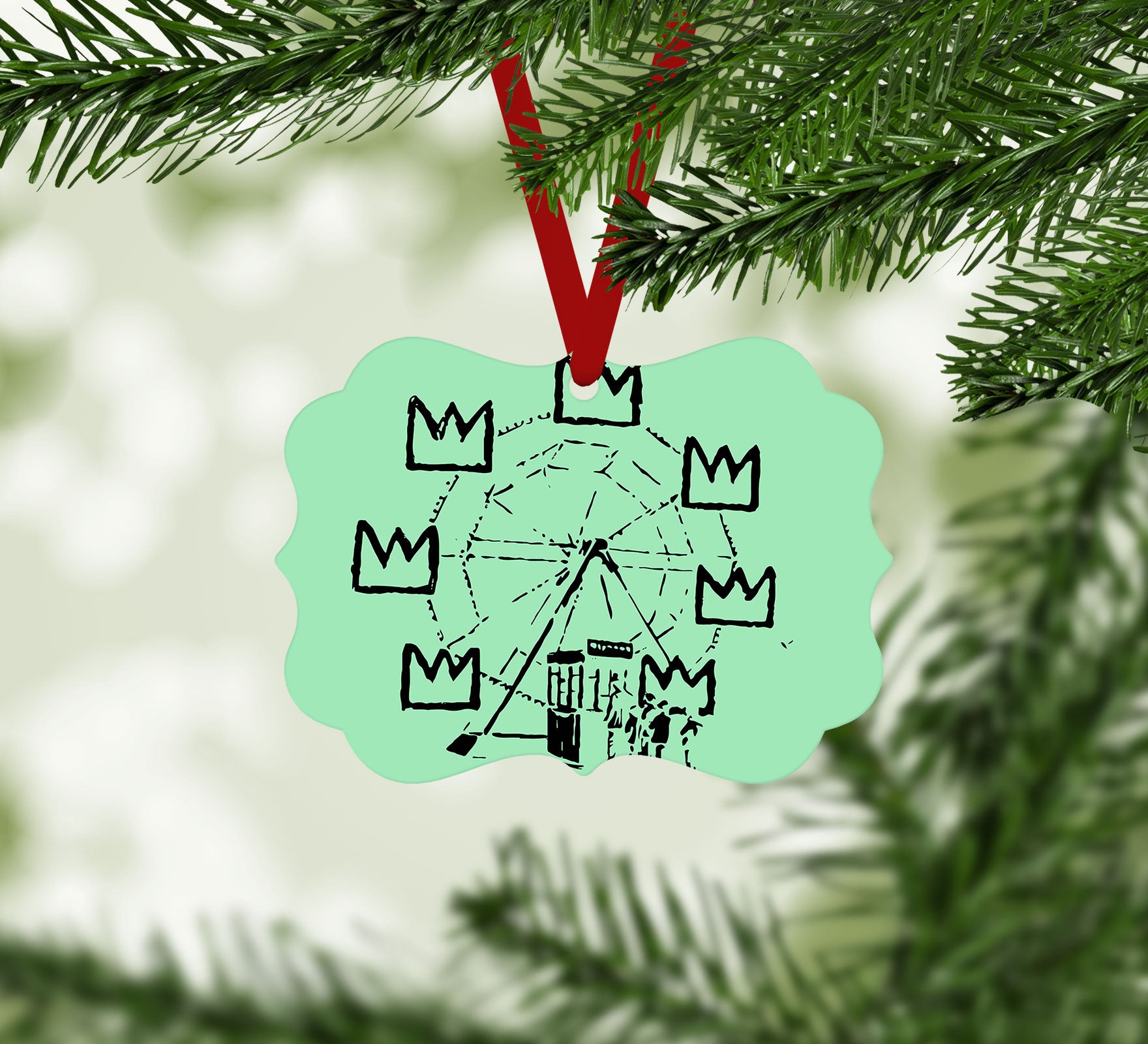 Banksy Basquiat Ferris Wheel Green Christmas Ornament