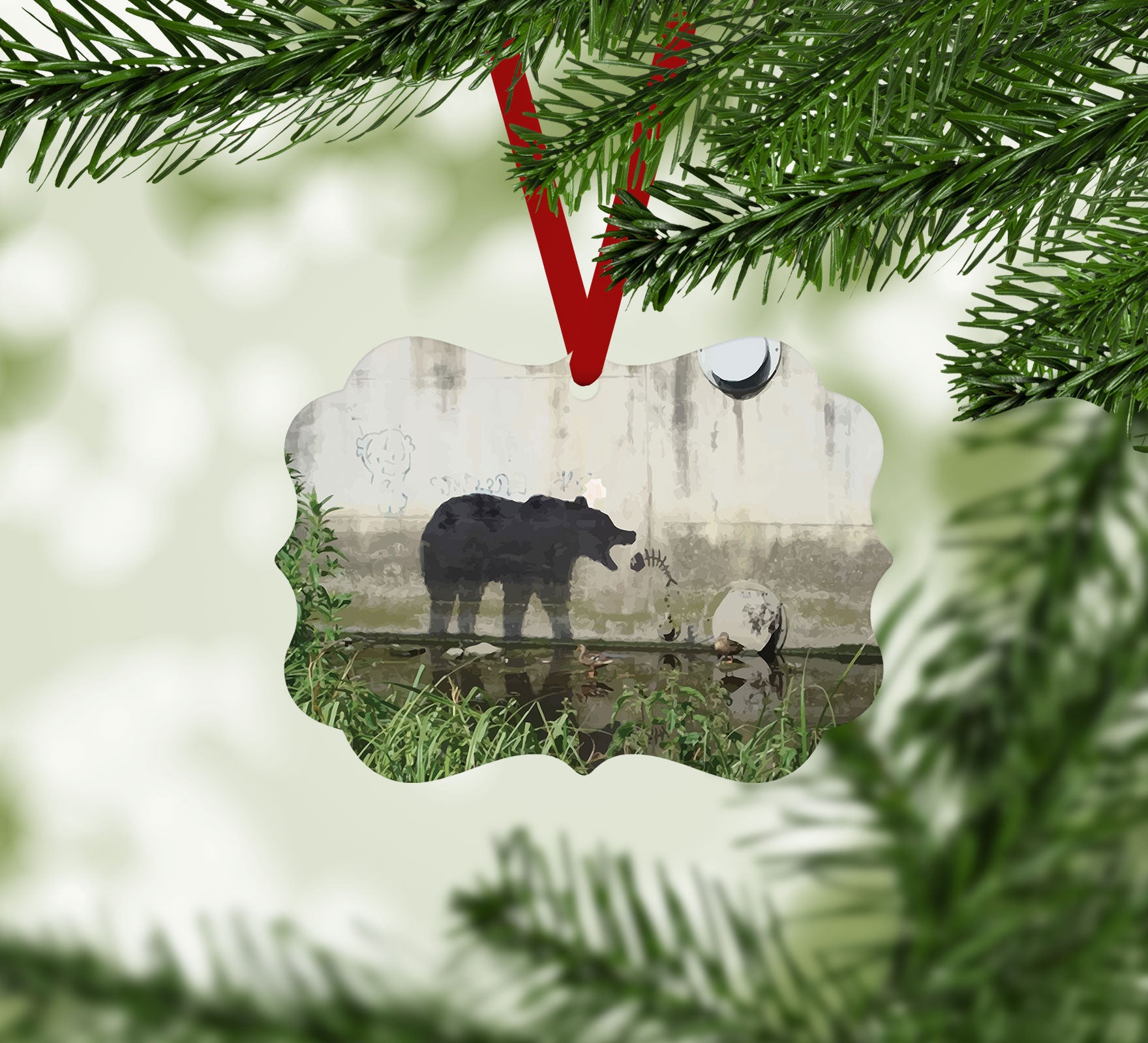 Banksy Bear Christmas Ornament