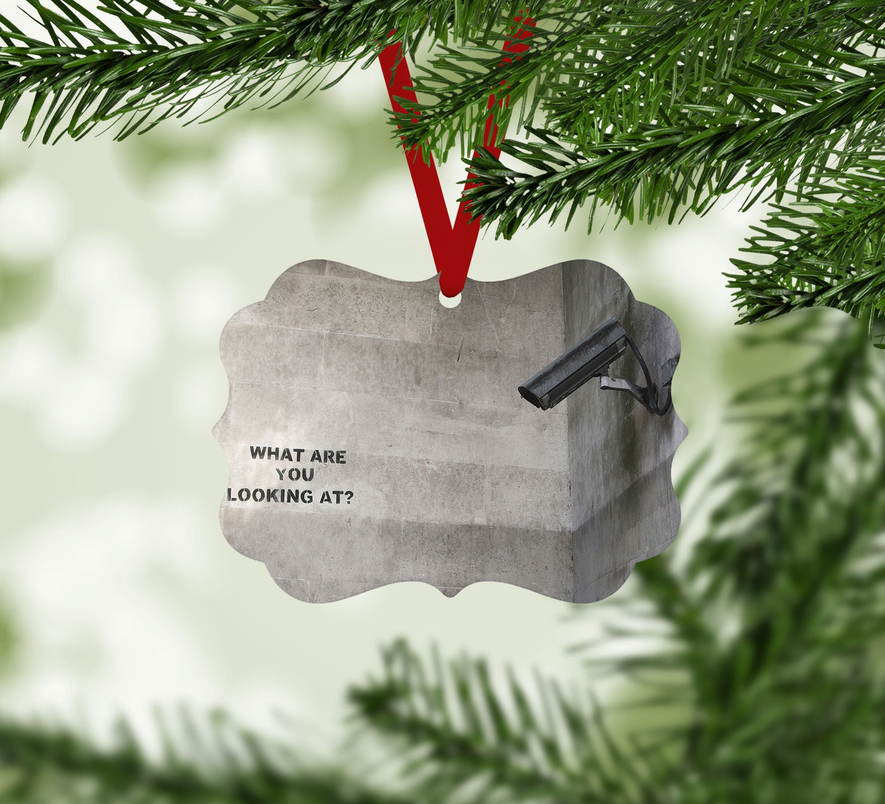 Banksy CCTV What Are You Looking at Christmas Ornament