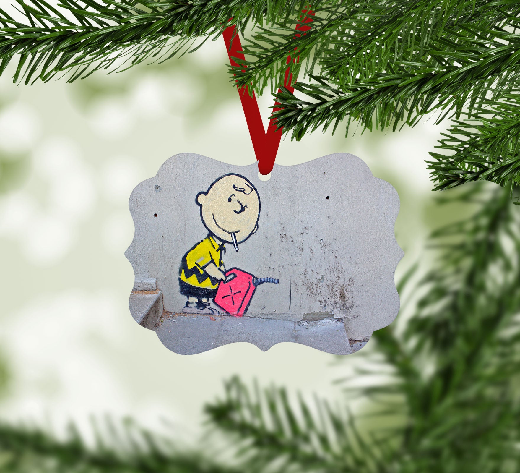 Banksy Charlie Brown - Naughty Boy Christmas Ornament