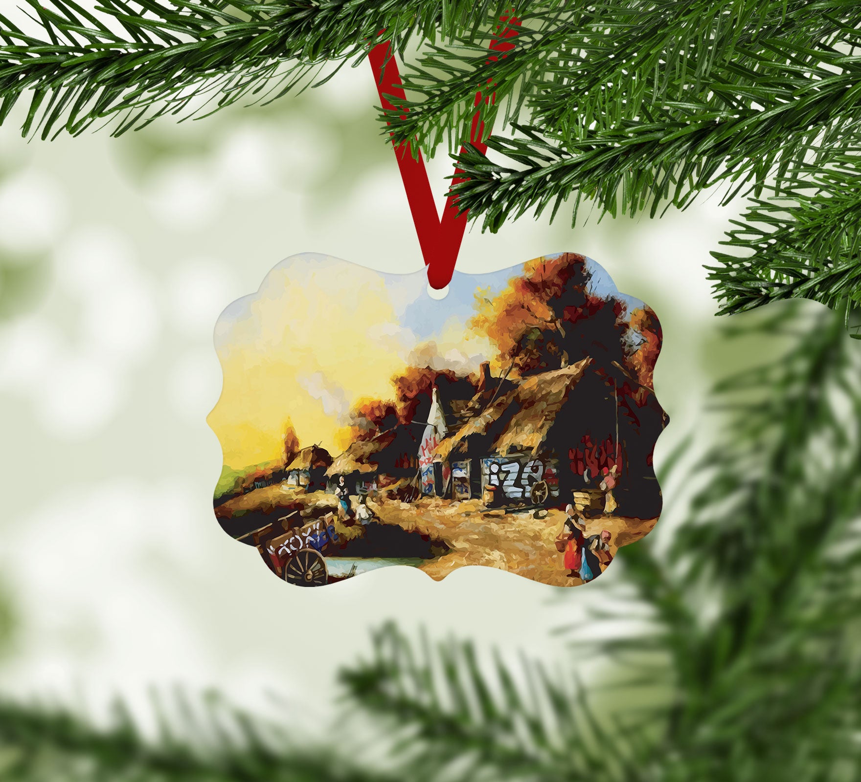 banksy Countryside Graffiti Christmas Ornament