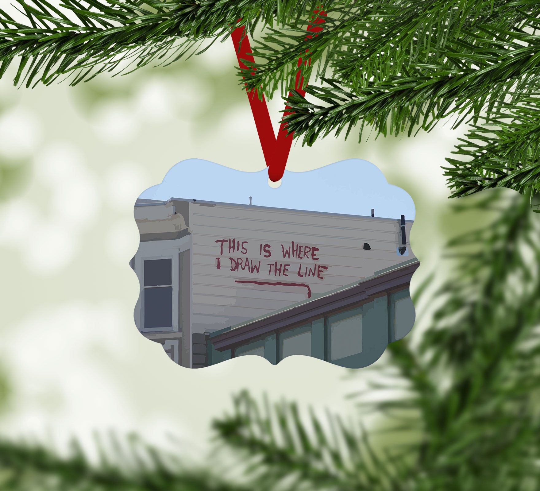 Banksy Draw The Line Christmas Ornament