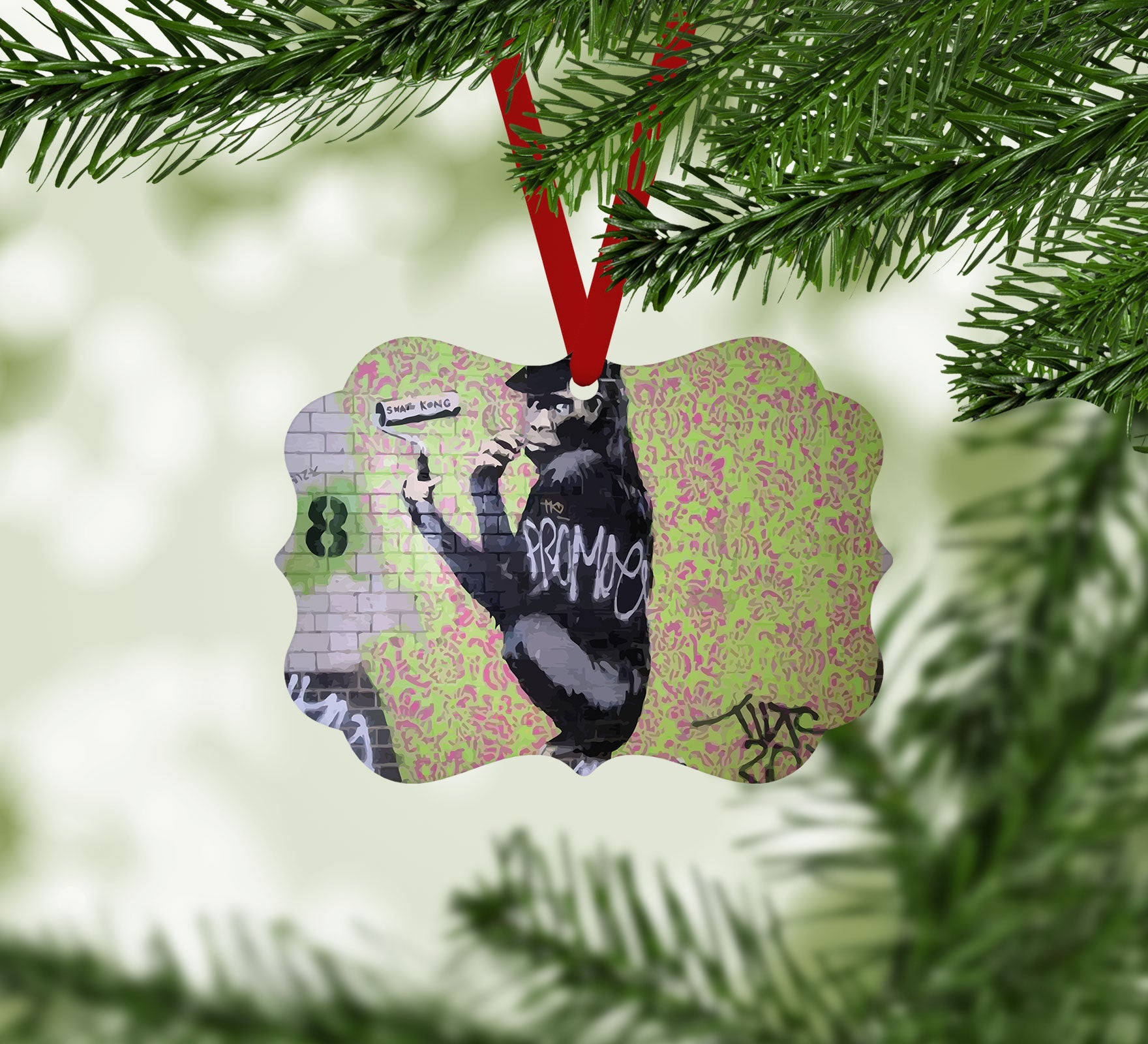 Banksy Gorilla Artist Christmas Ornament