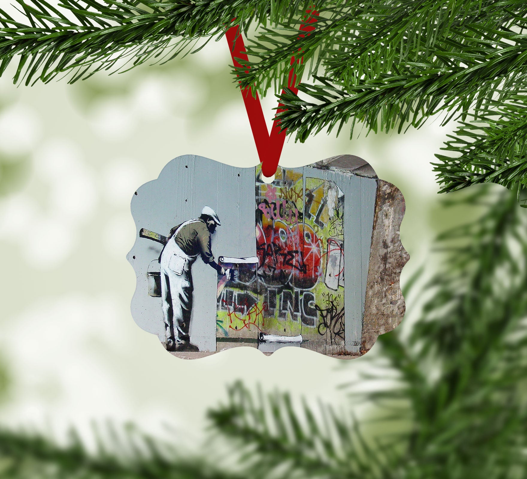 Banksy Graffiti Wallpaper Christmas Ornament