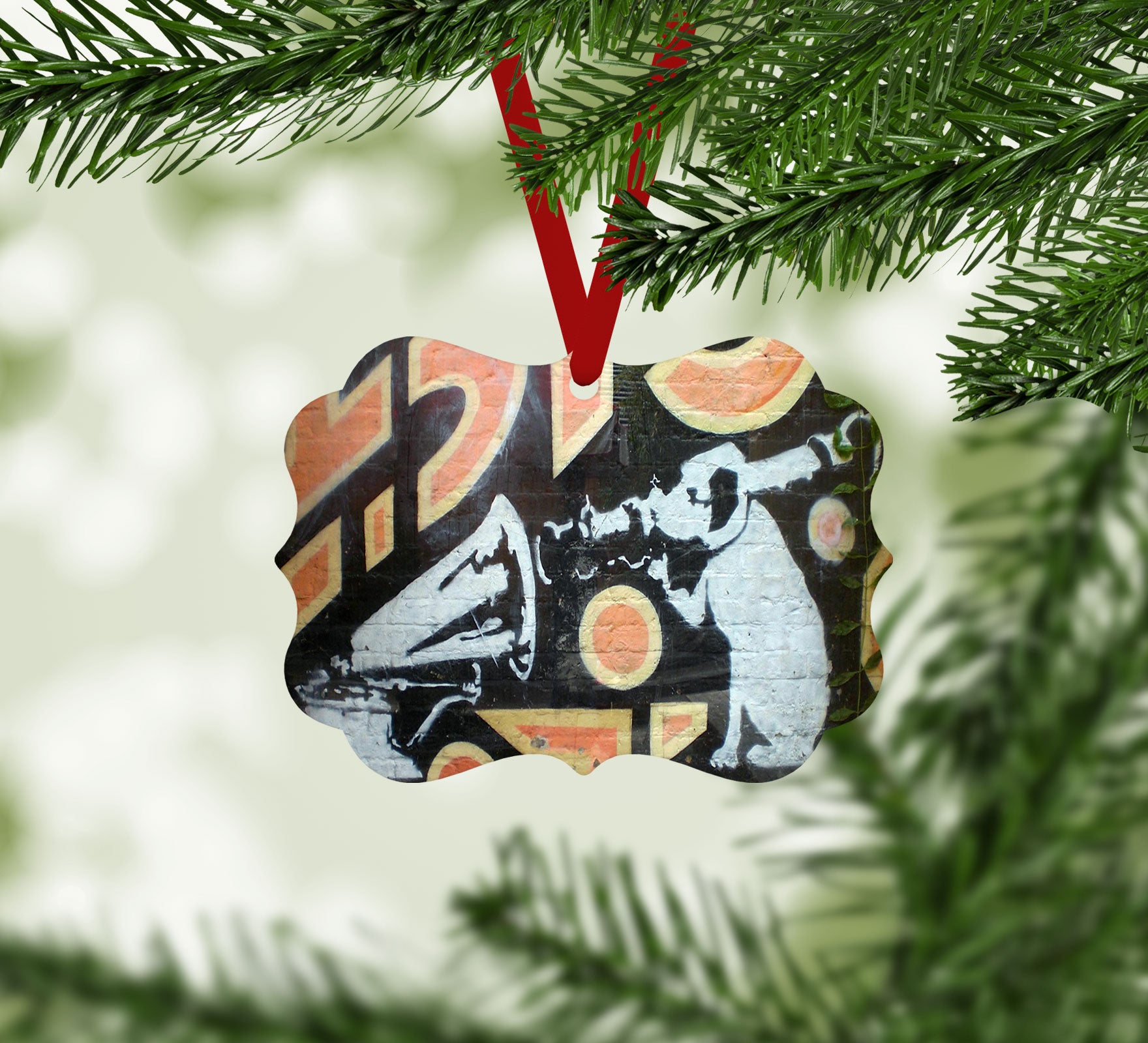Banksy HMV Dog Christmas Ornament