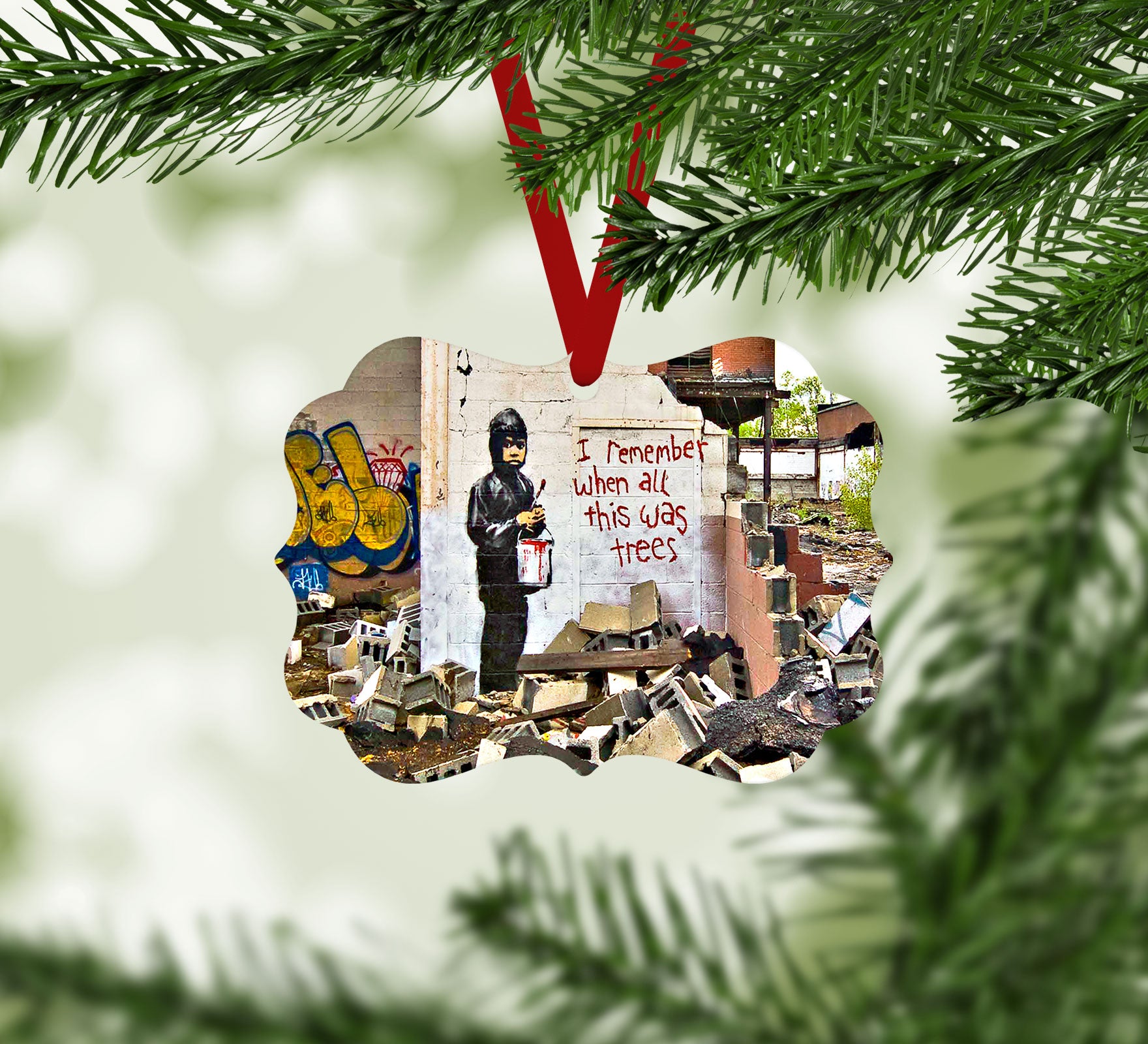 Banksy I Remember When All This Was Trees Christmas Ornament