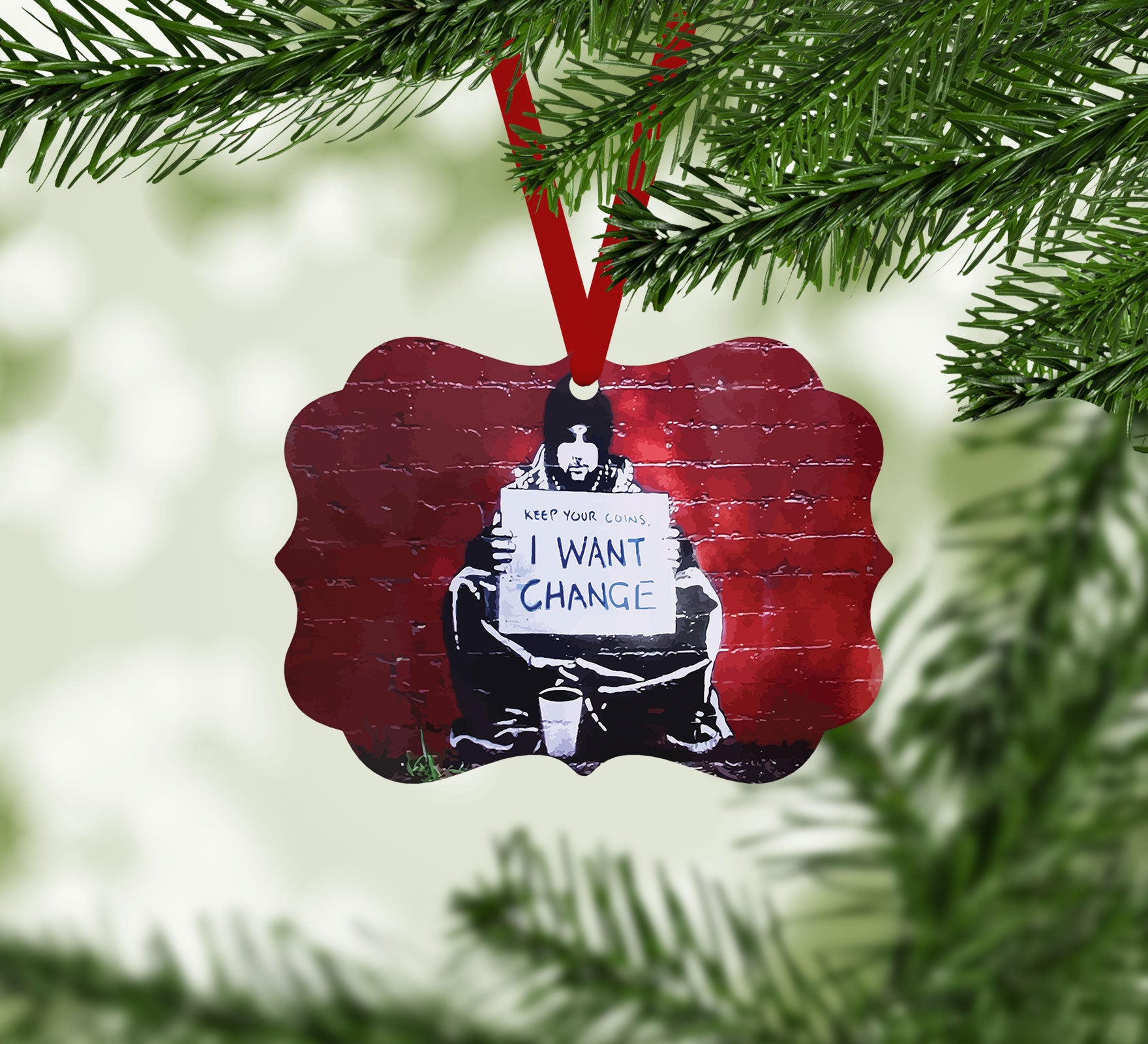 Banksy Keep Your Coins Christmas Ornament