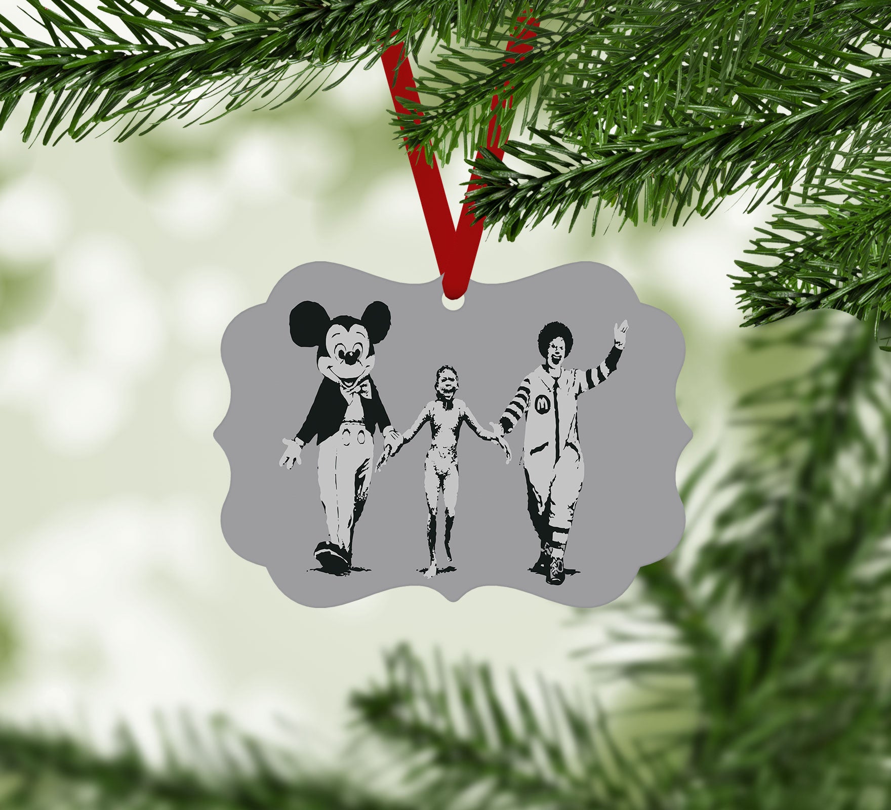 Banksy Mickey And Ronald Christmas Ornament