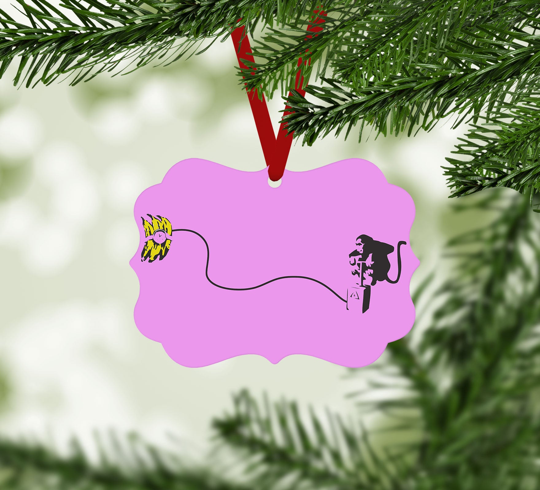 Banksy Monkey Banana Bomb Christmas Ornament