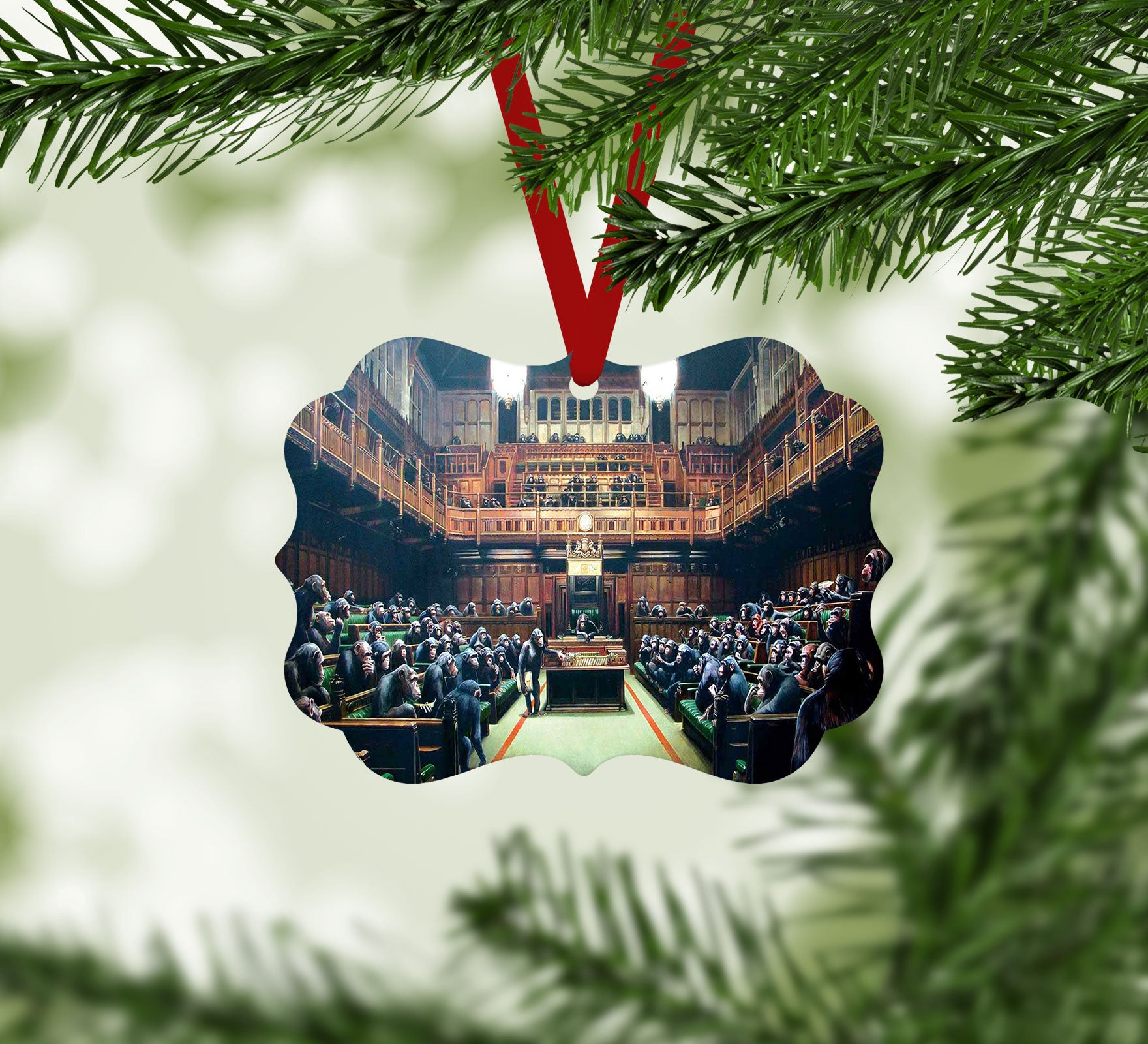 Banksy Monkey Parliament Christmas Ornament