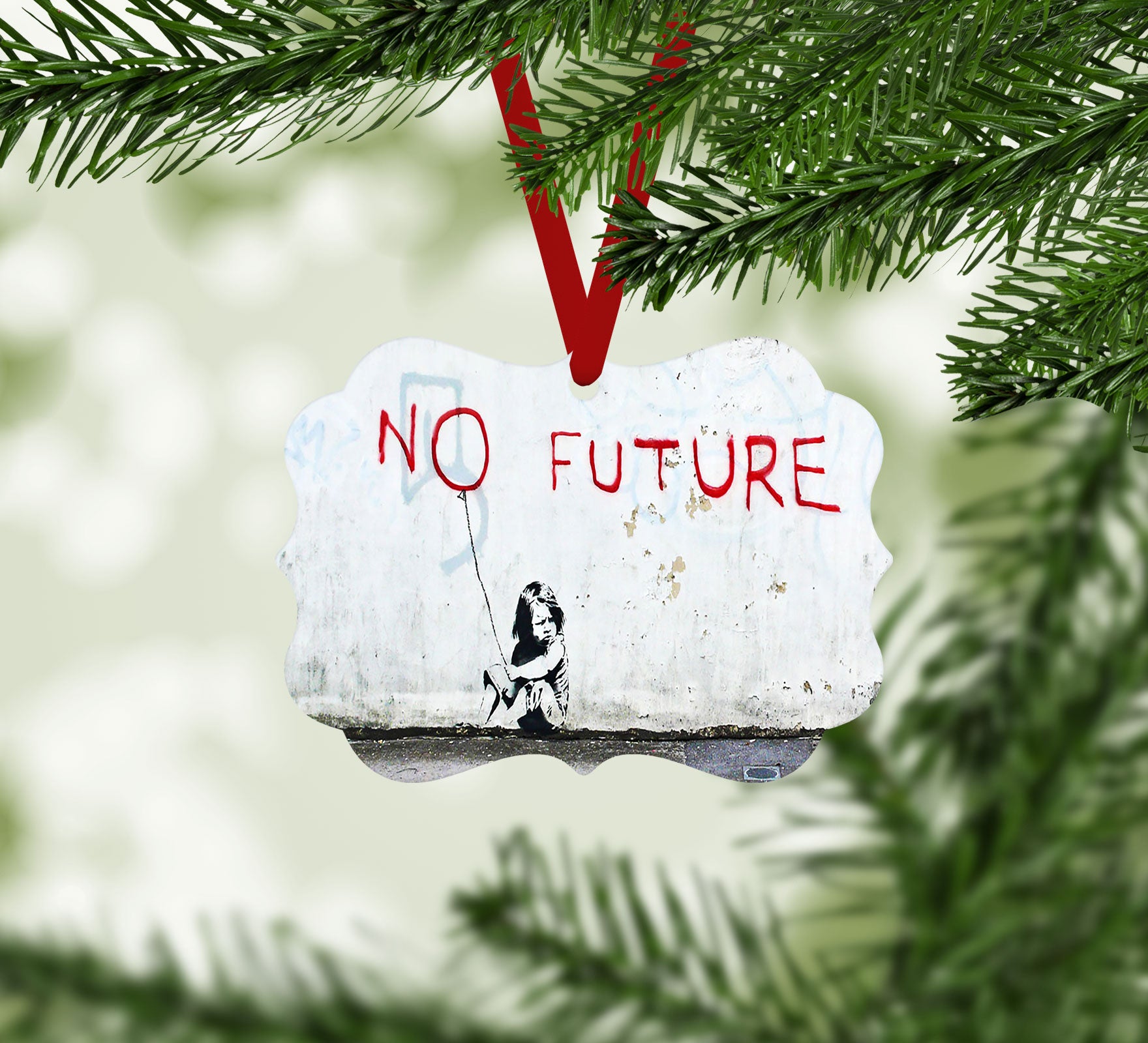 Banksy No Future Christmas Ornament