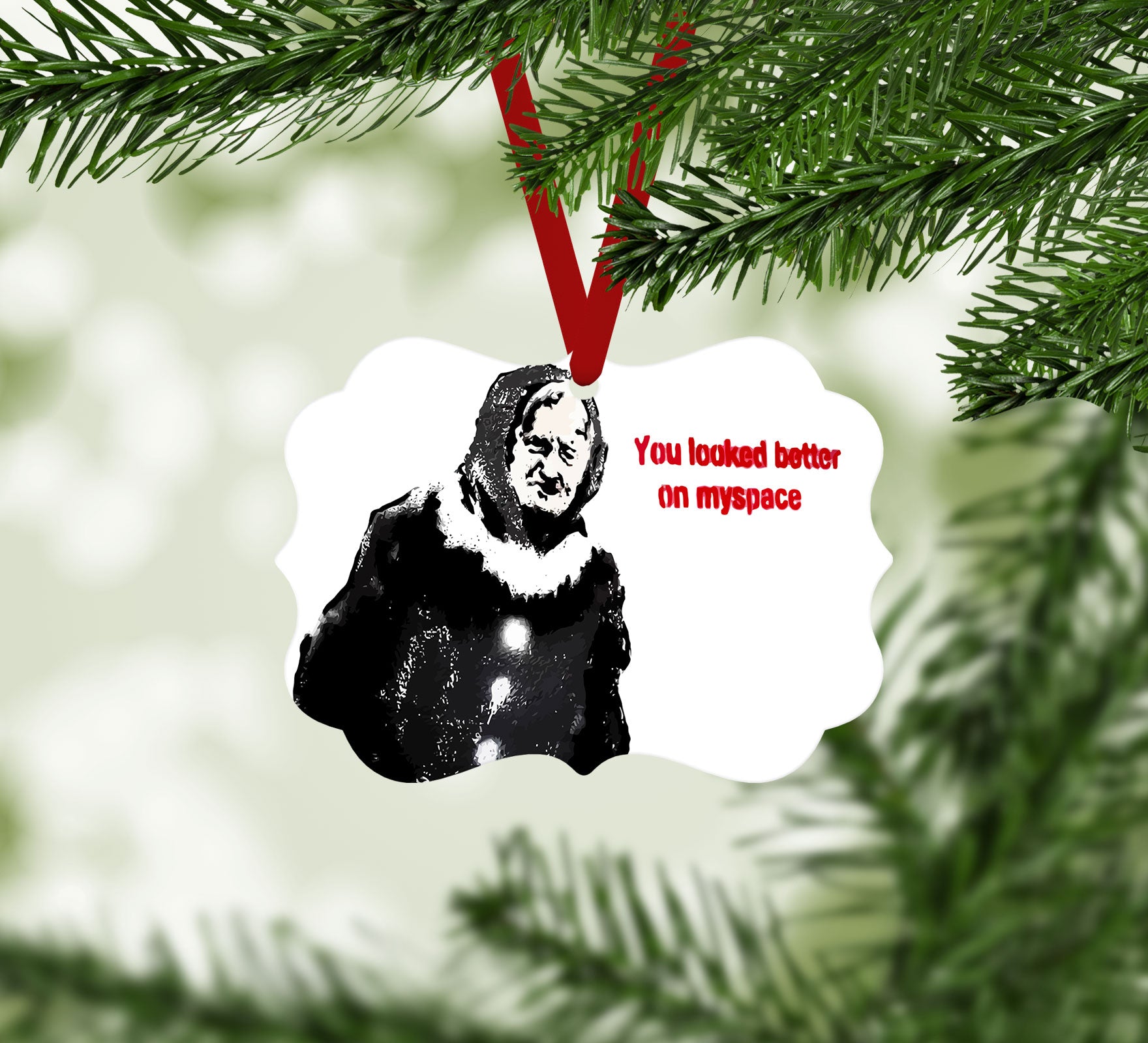 Banksy Old Woman Myspace Christmas Ornament