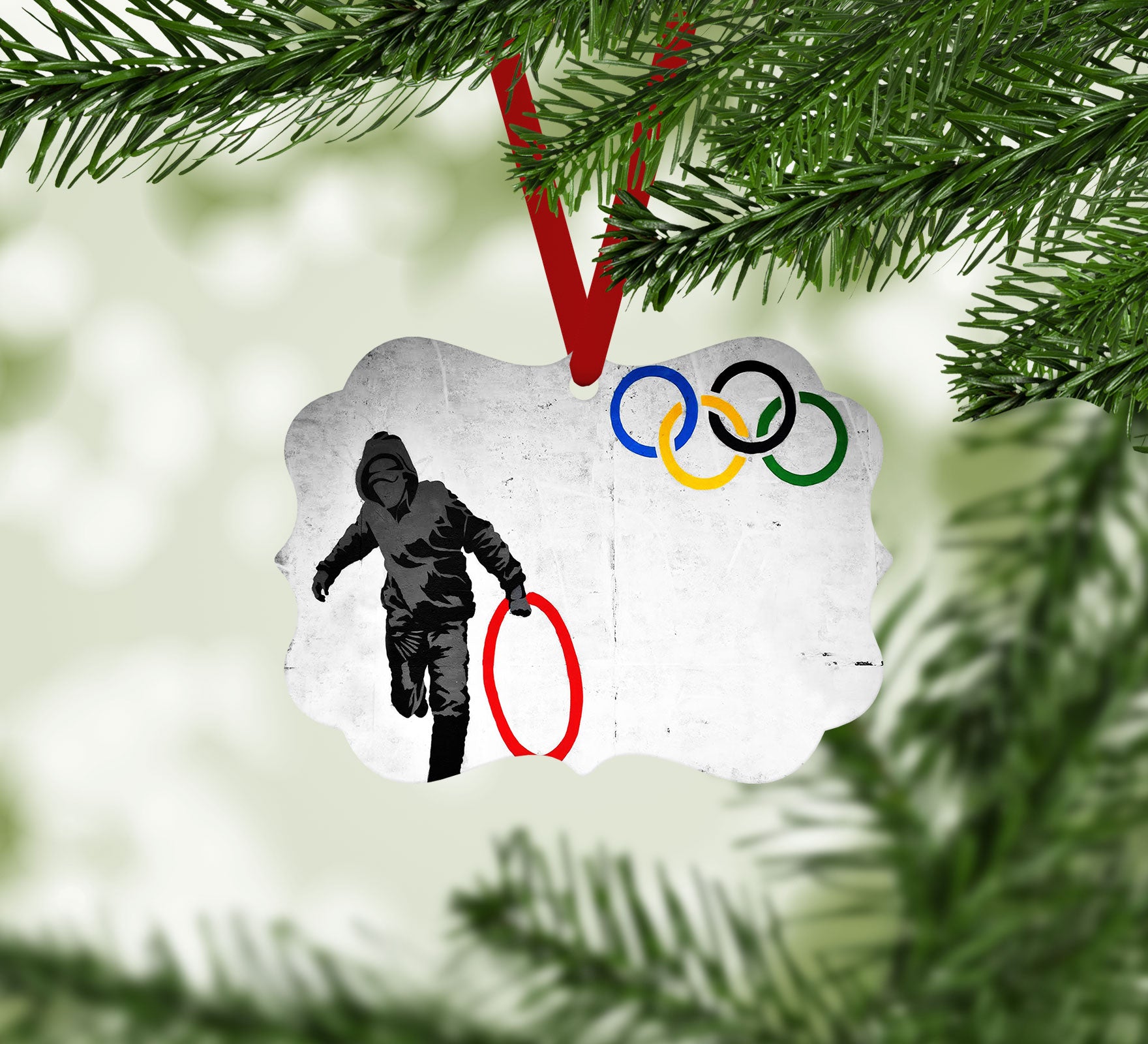 Banksy Olympic Rings Looter Christmas Ornament
