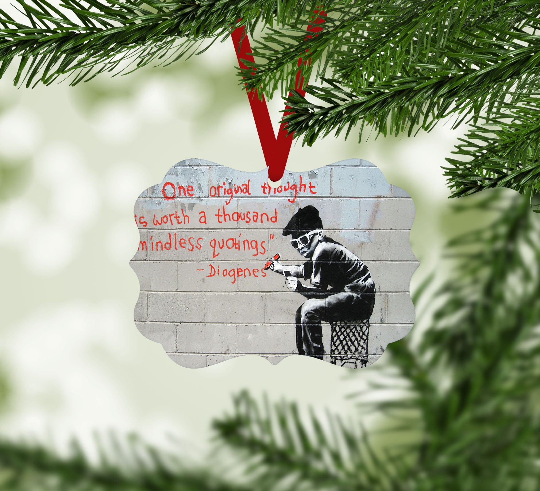 Banksy One Original Thought Christmas Ornament
