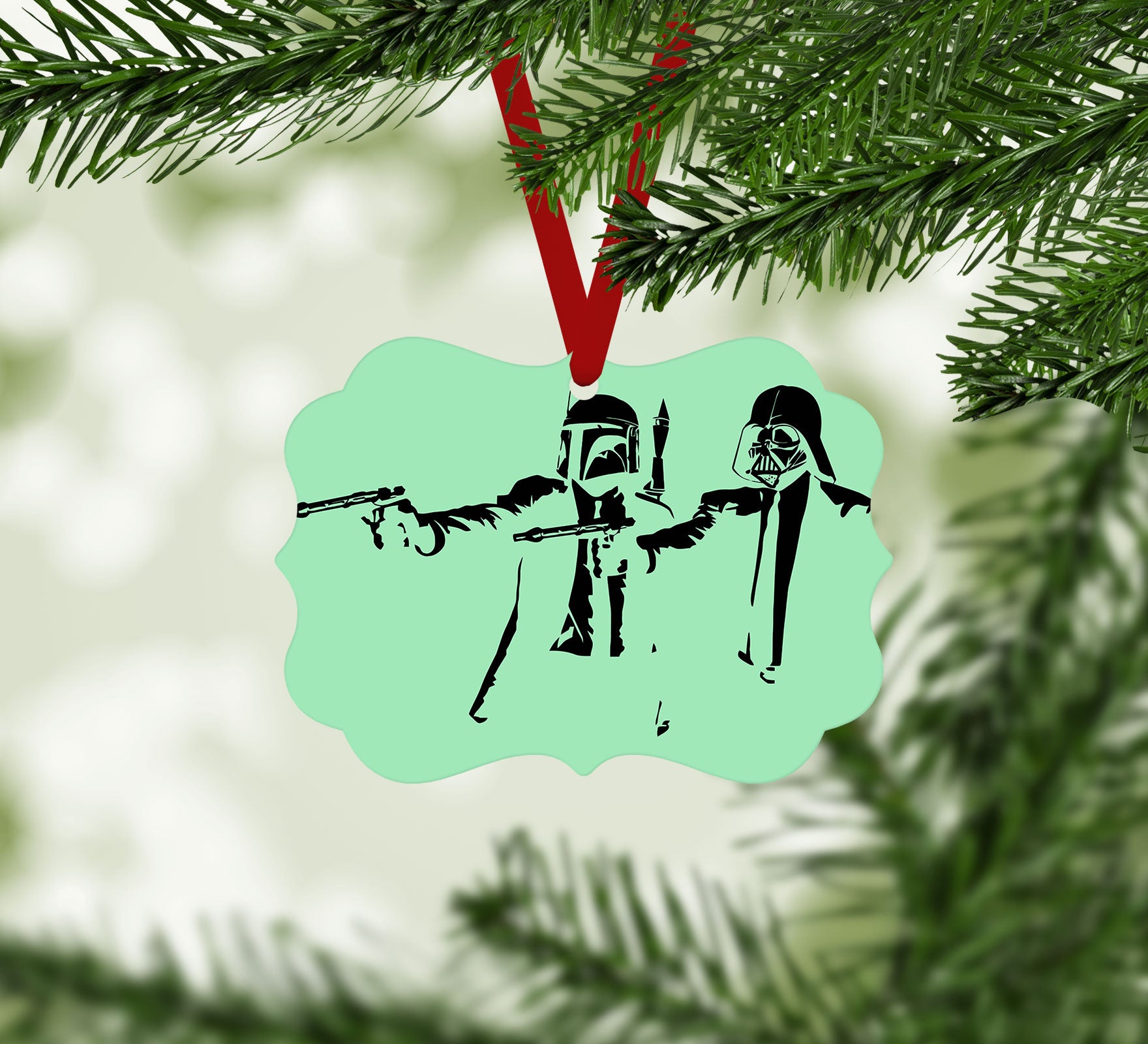Banksy Pulp Fiction Star Wars Green Christmas Ornament