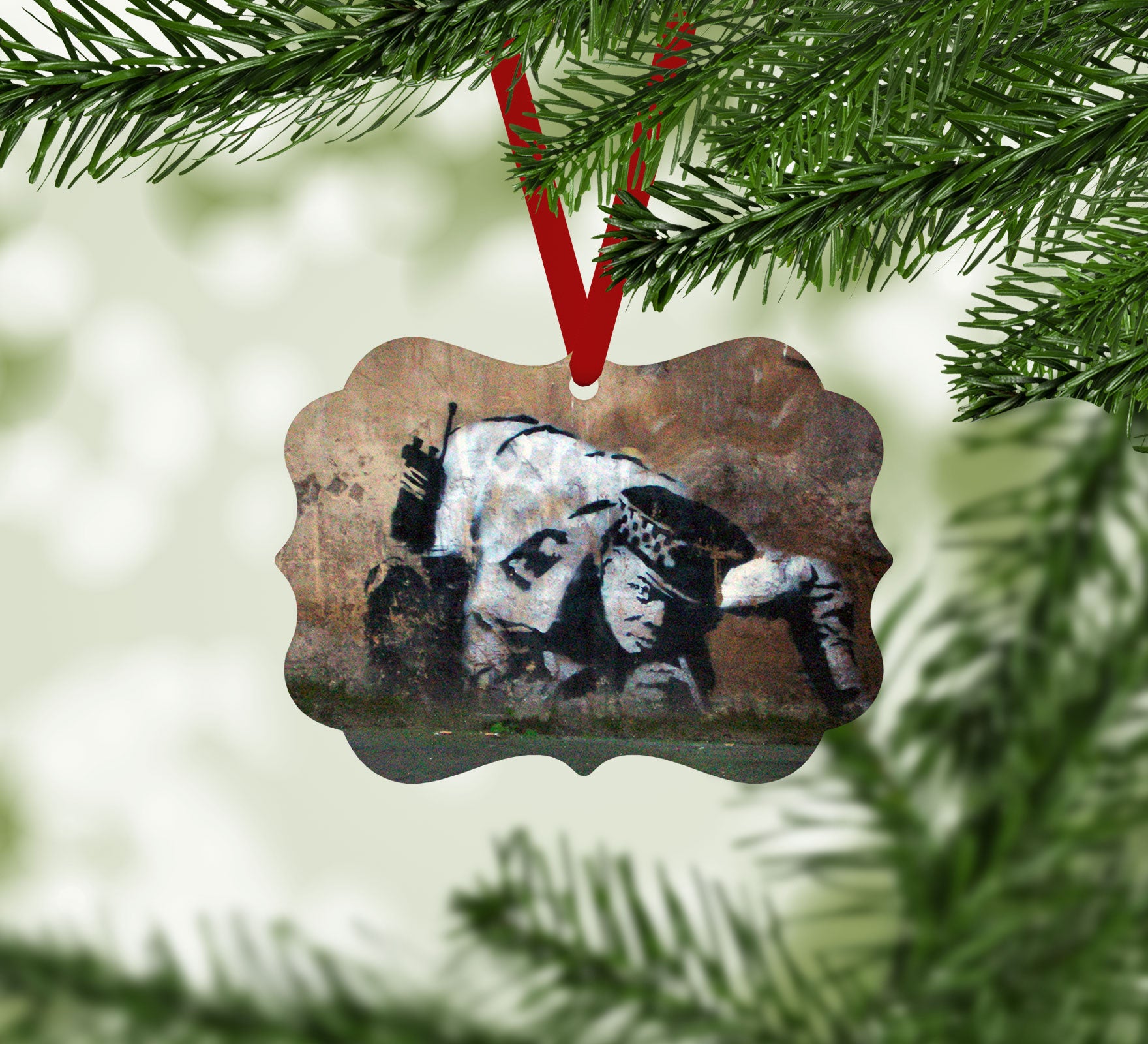 Banksy Snorting Policeman Christmas Ornament