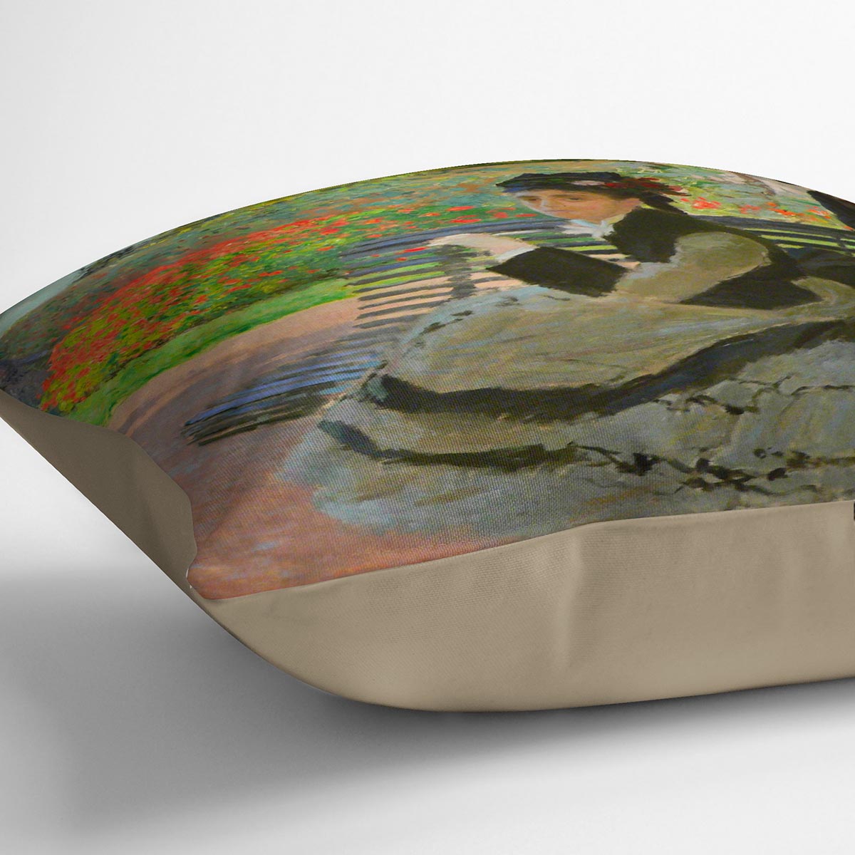 Camille Monet on a garden bench by Monet Cushion