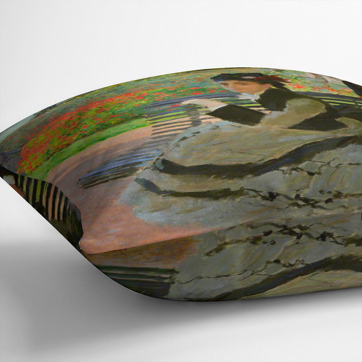 Camille Monet on a garden bench by Monet Cushion