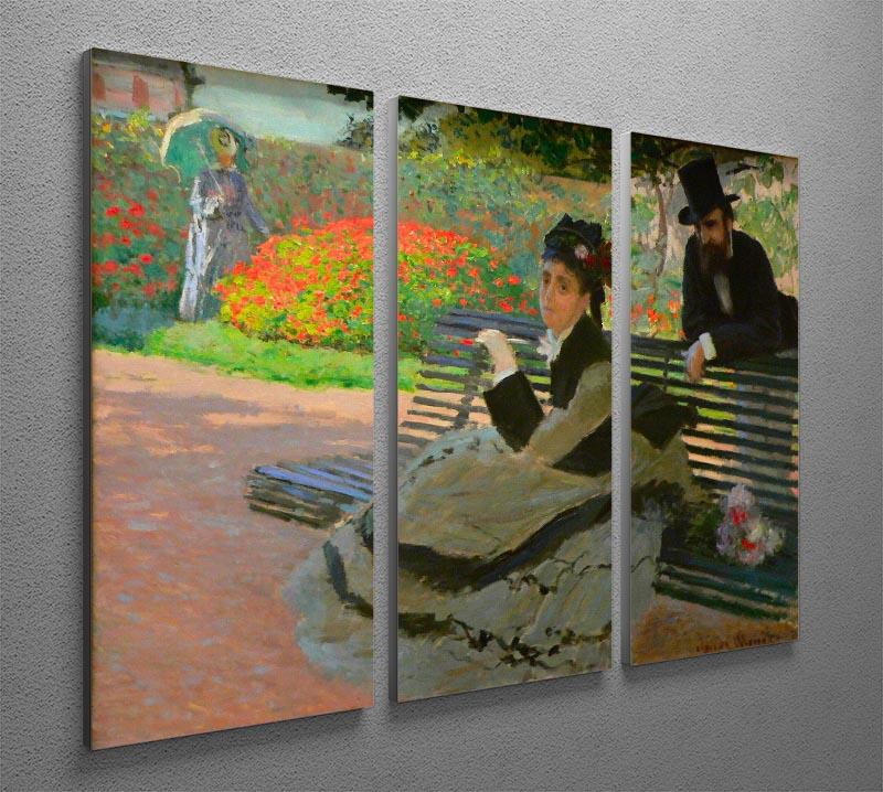 Camille Monet on a garden bench by Monet Split Panel Canvas Print - Canvas Art Rocks - 4