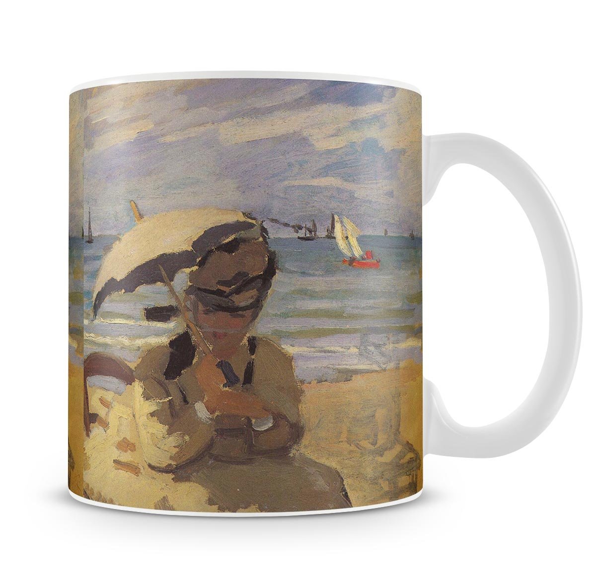 Camille Monet on the beach at Trouville by Monet Mug - Canvas Art Rocks - 4