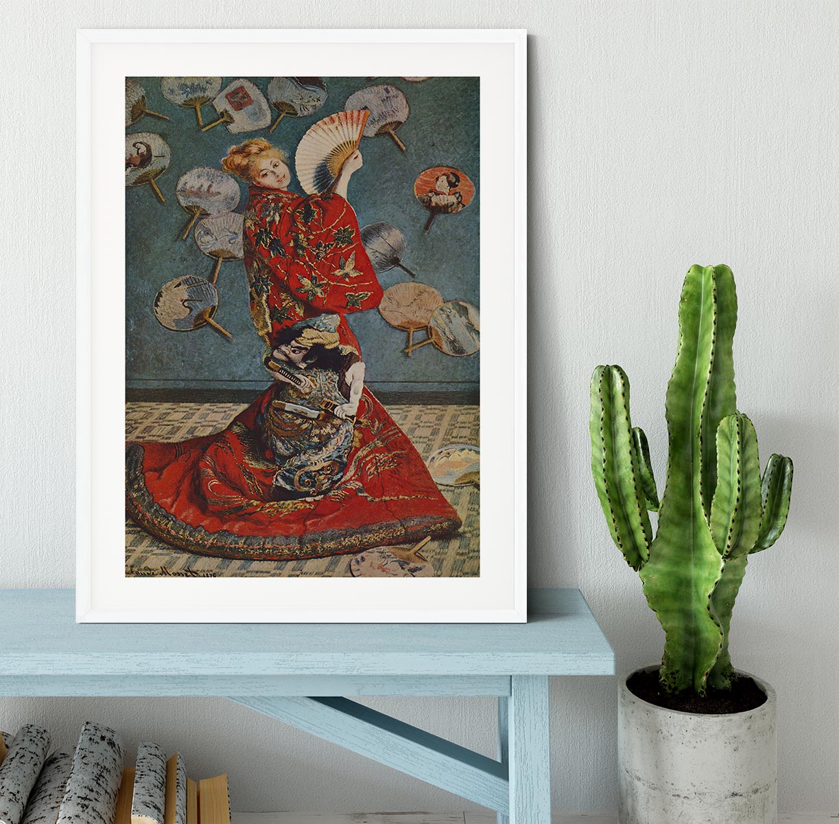 Camille in Japanese dress by Monet Framed Print - Canvas Art Rocks - 5