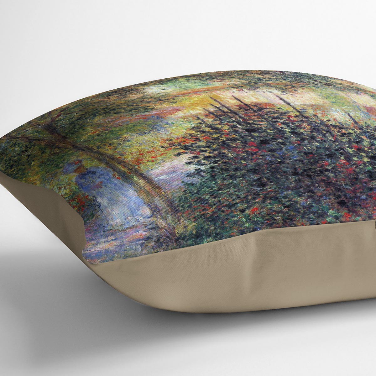 Camille in the garden of the house in Argenteuil by Monet Cushion
