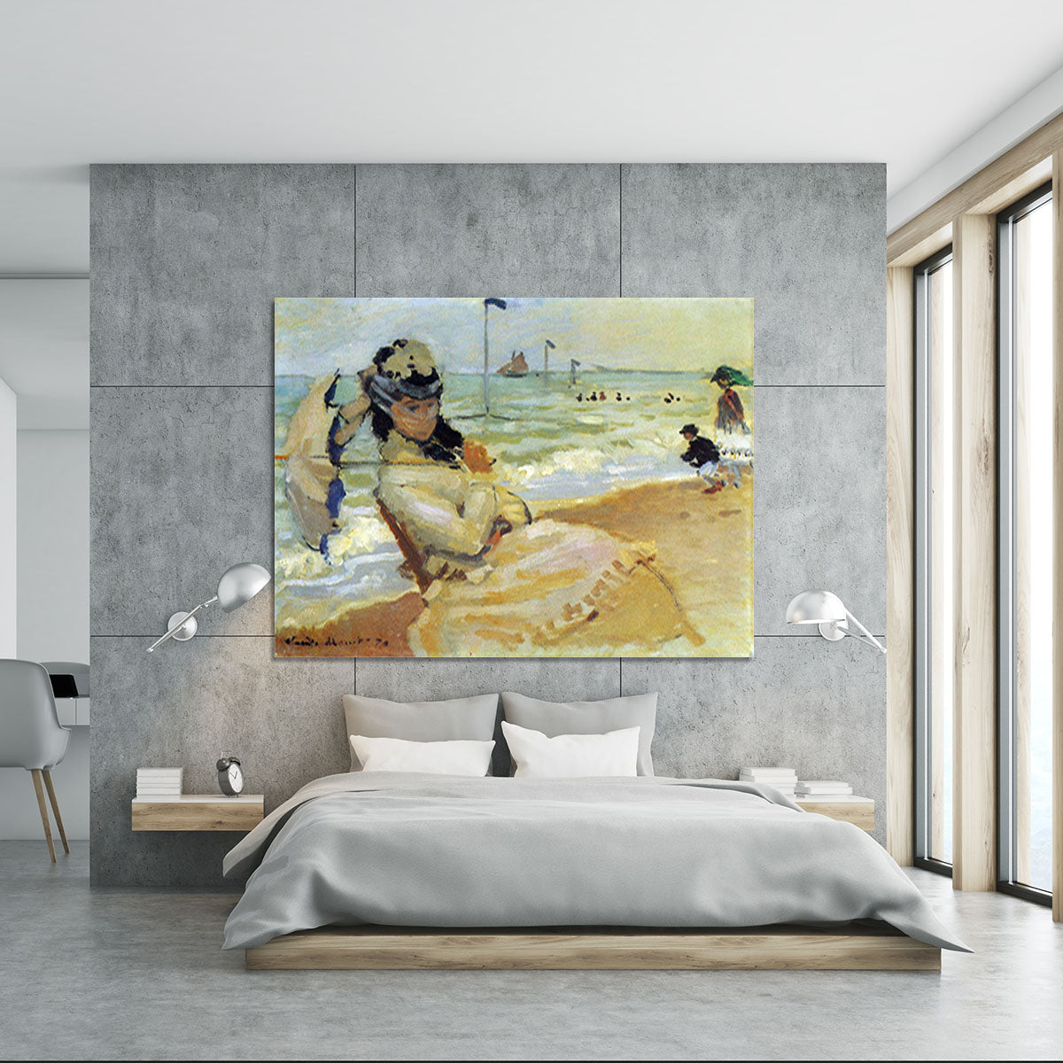 Camille on the beach at Trouville by Monet Canvas Print or Poster - Canvas Art Rocks - 5