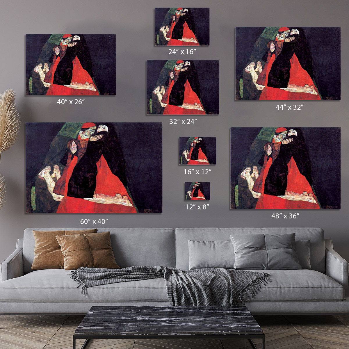 Cardinal and Nun or The caress by Egon Schiele Canvas Print or Poster - Canvas Art Rocks - 7