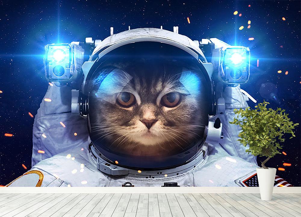 Cat in Space Wall Mural Wallpaper - Canvas Art Rocks - 4