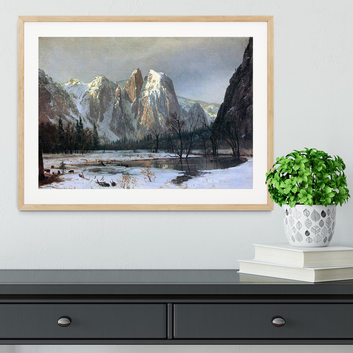 Cathedral Rocks Yosemite by Bierstadt Framed Print - Canvas Art Rocks - 3