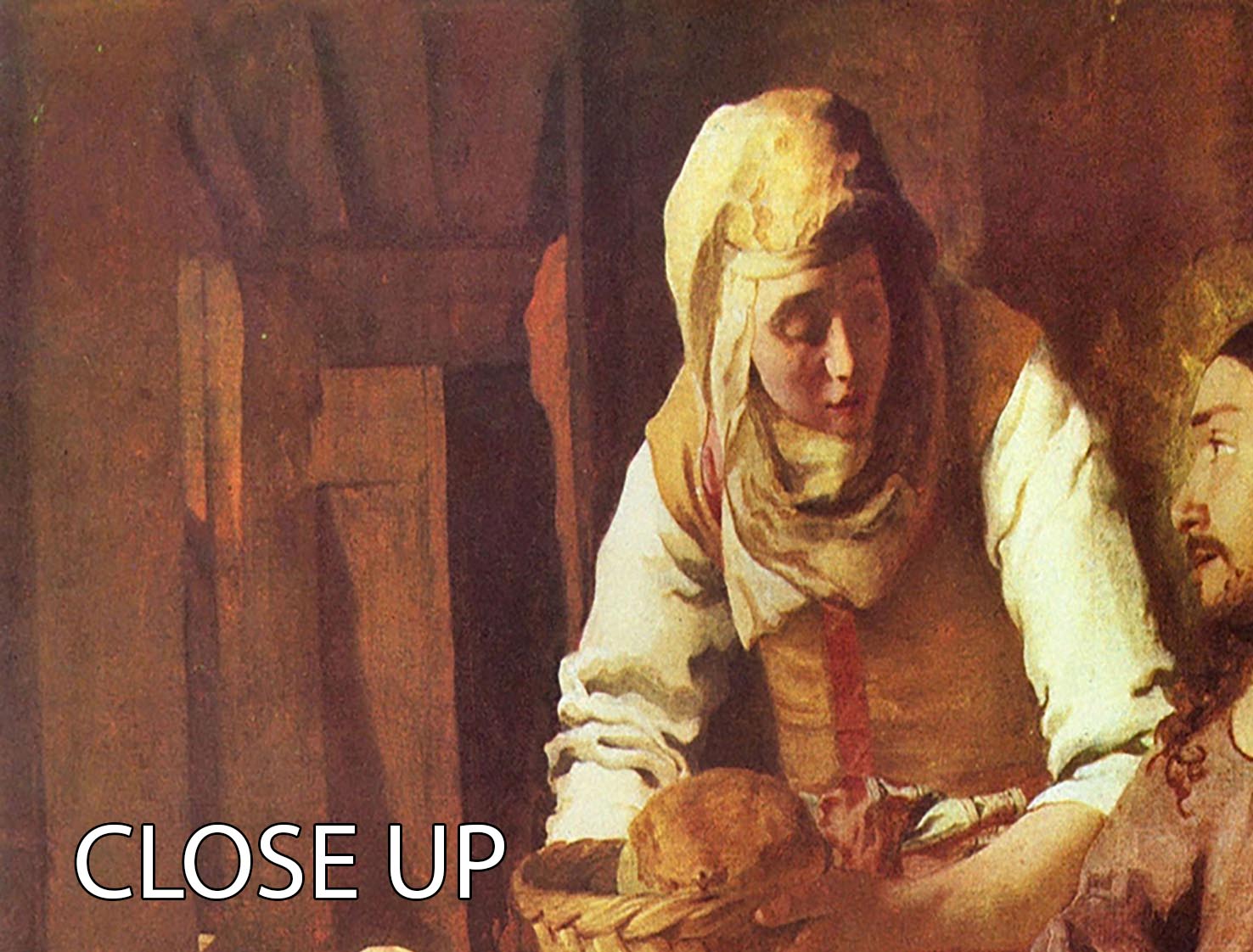 Christ with Mary and Martha by Vermeer 3 Split Panel Canvas Print - Canvas Art Rocks - 3