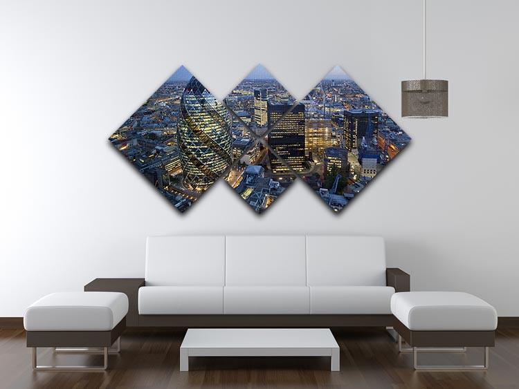 City of London lit up at night 4 Square Multi Panel Canvas - Canvas Art Rocks - 3
