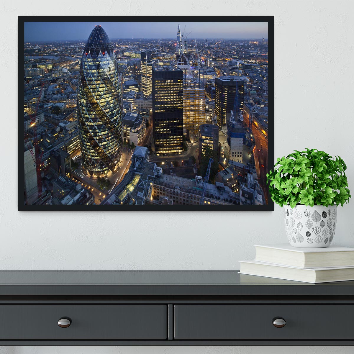City of London lit up at night Framed Print - Canvas Art Rocks - 2