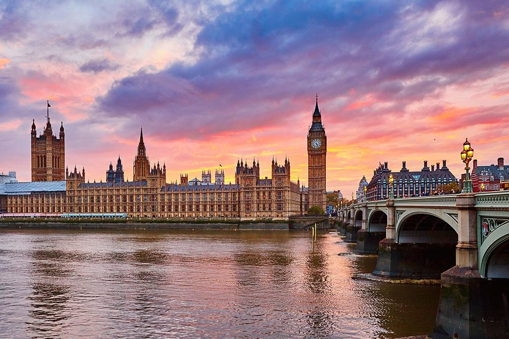 Cityscape of Big Ben and Westminster Bridge Wall Mural Wallpaper - Canvas Art Rocks - 1