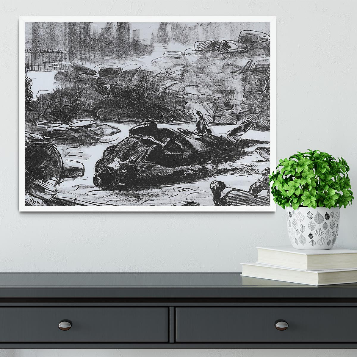 Civil war by Manet Framed Print - Canvas Art Rocks -6