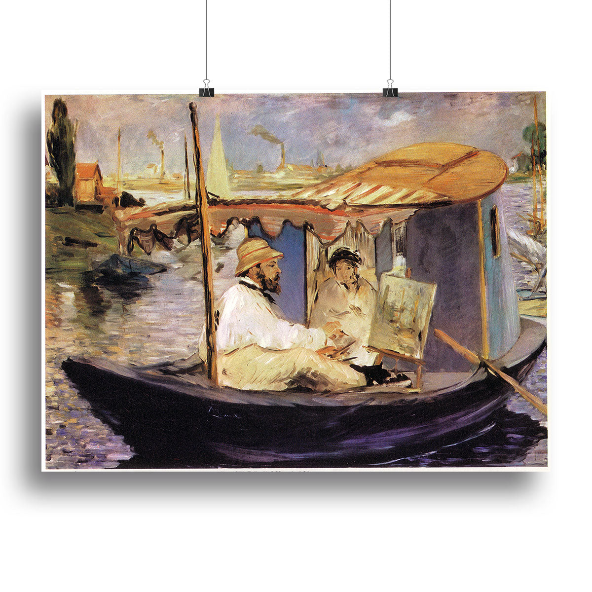 Claude Monet Dans Son Bateau Atelier 1874 by Manet Canvas Print or Poster - Canvas Art Rocks - 2
