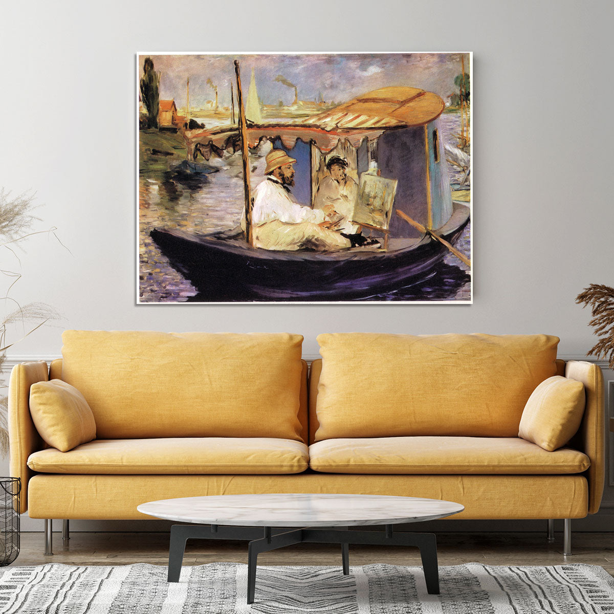Claude Monet Dans Son Bateau Atelier 1874 by Manet Canvas Print or Poster - Canvas Art Rocks - 4
