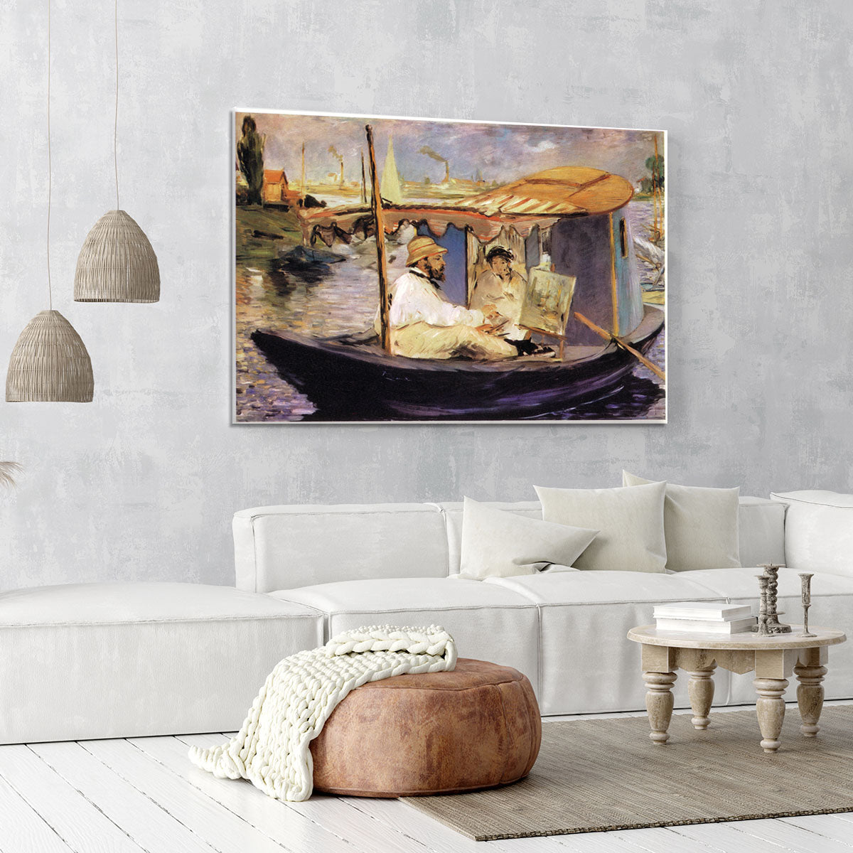Claude Monet Dans Son Bateau Atelier 1874 by Manet Canvas Print or Poster - Canvas Art Rocks - 6
