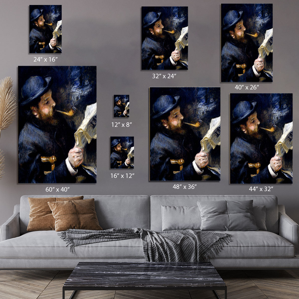 Claude Monet Reading A Newspaper by Renoir Canvas Print or Poster - Canvas Art Rocks - 7